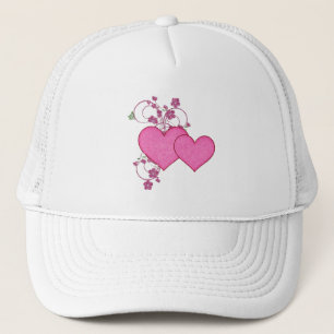 Double Pink Heart & Glitter Design Valentine's Day Truckerkappe