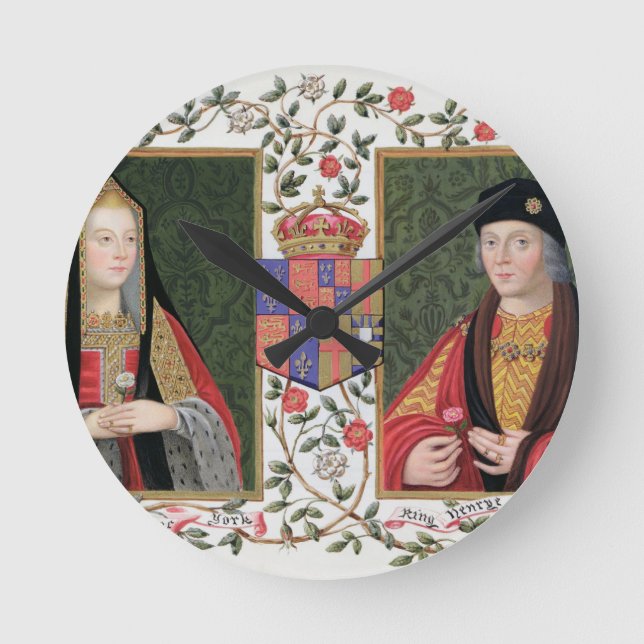 Double portrait of Elizabeth of York (1465-1503) a Runde Wanduhr (Vorderseite)