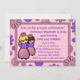 Double princesse rose et violet Invitation d'anniv