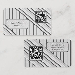 Double QR Code Retro Grau Visitenkarte