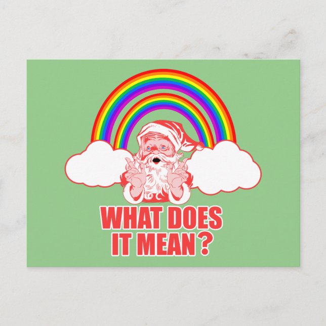 Double Rainbow Santa Claus Feiertagspostkarte (Vorderseite)