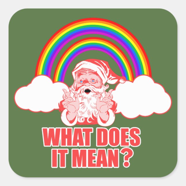 Double Rainbow Santa Claus Quadratischer Aufkleber (Vorderseite)