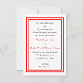 Double Red Trim -3x5 Einladung zur Hochzeit