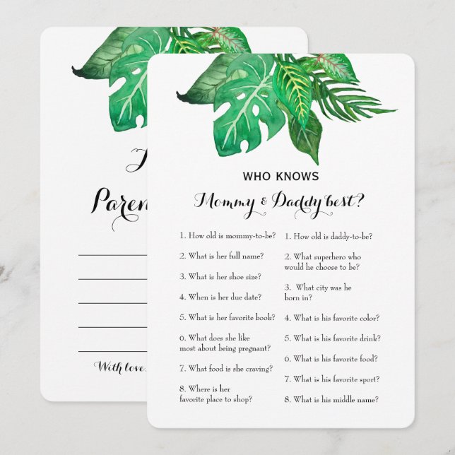 Double Side 2 Baby Shower Game - Beratung| Wer wei Einladung (Vorne/Hinten)