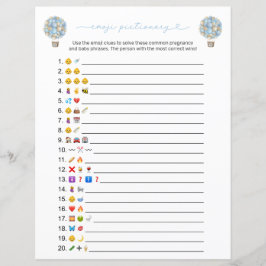 Double Side Blue Hot Air Ballon Emoji Game Card