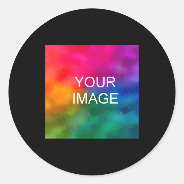 Double Sided Add Image Template Mens Basic Black  Runder Aufkleber (Vorderseite)