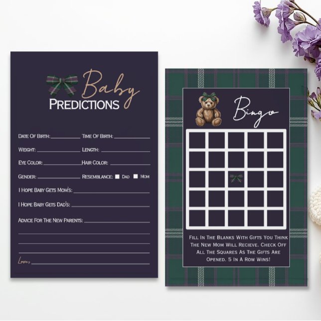 Double sided baby shower games chic elegant  Bear  (Von Creator hochgeladen)