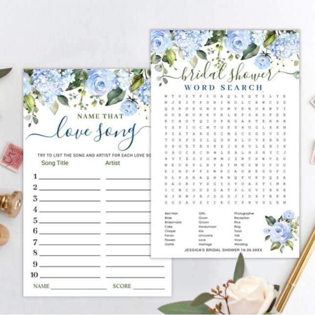 DOUBLE SIDED Blue Hydrangea Bridal Shower Game (Von Creator hochgeladen)