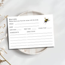 Double Sided Honey Bee Bridal Shower Recipe 