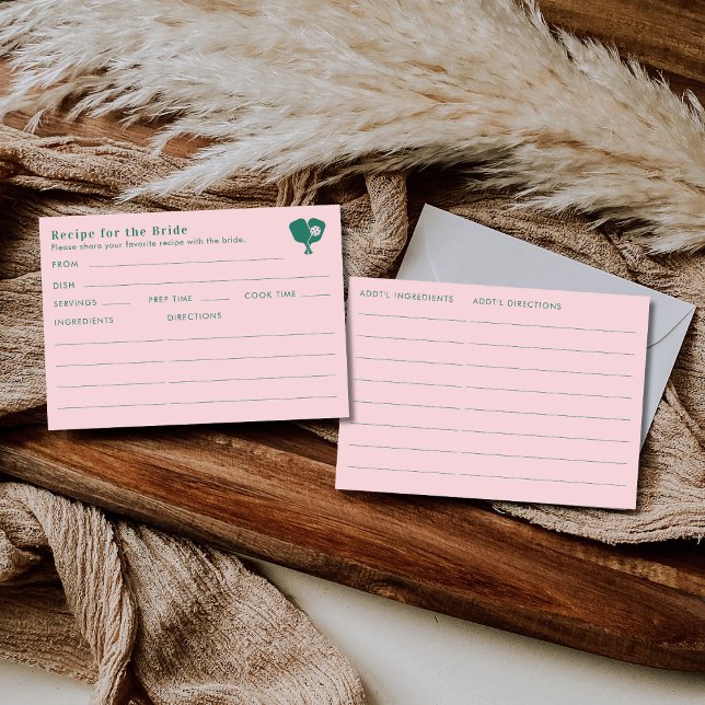Double Sided Pink Green Bridal Shower Recipe  Begleitkarte (Von Creator hochgeladen)
