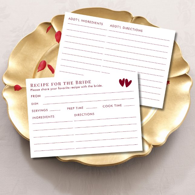 Double Sided Red Valentines Bridal Shower Recipe  Begleitkarte (Von Creator hochgeladen)