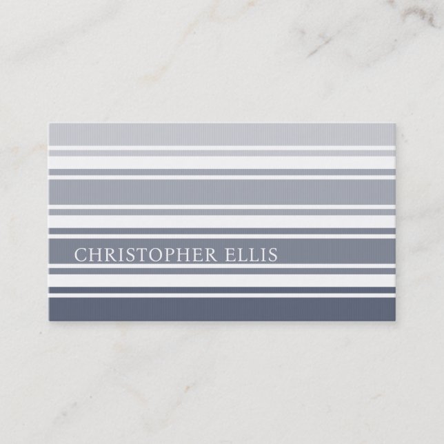 Double Striped | Slate Blue Ombre Visitenkarte (Vorderseite)