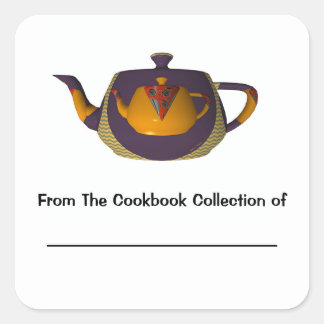 Double Teapot Personalisieren Sie das Cookbook-Buc Quadratischer Aufkleber