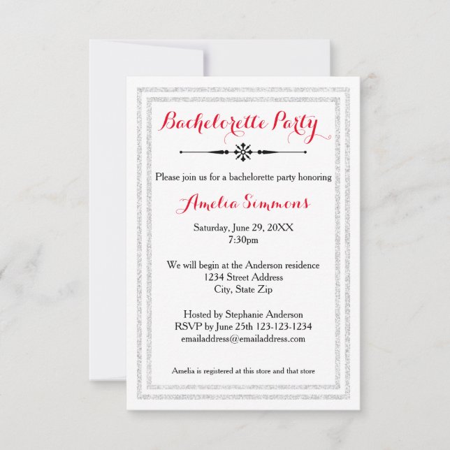 Double Trim Argent - Invitation Bachelorette 3x5 (Devant)