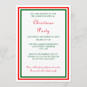 Double Trim de Noël -5x7 Invitation de fête de Noë