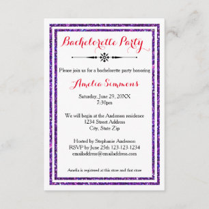 Double Trim Purple - Invitation Bachelorette 3x5