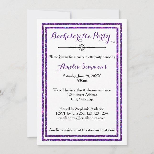 Double Trim Purpuleur - Invitation de Bachelorette (Devant)