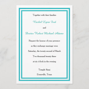 Double Trim Turquoise -5x7 Faire-part de mariage