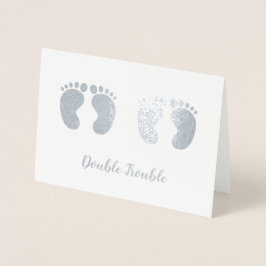 Double Trouble Twins Neue Baby-Ankündigung Silver Folienkarte