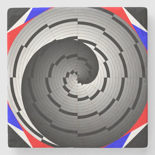 Double Yin Yang Spiral von Kenneth Yoncich Steinuntersetzer (Vorderseite)