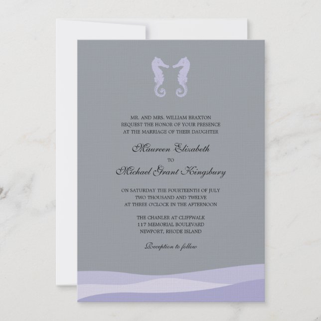 Doubles invitations de mariage d'hippocampe (Devant)