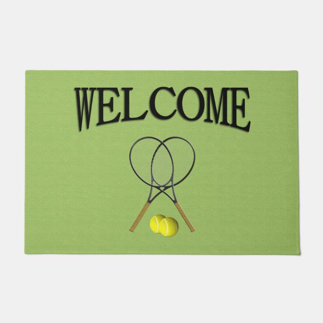 Doubles Tennis Thema Sport Green Fußmatte (Vorderseite)