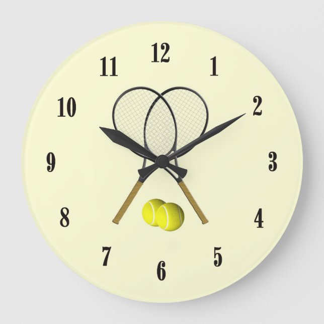 Doubles Tennis Thema Sport Große Wanduhr (Vorderseite)