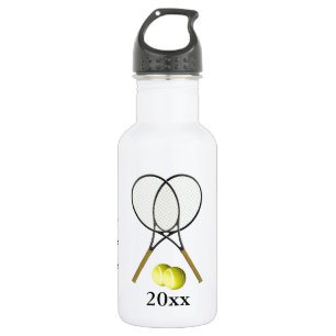 Doubles Tennis Thema Sport Name / Datum Edelstahlflasche