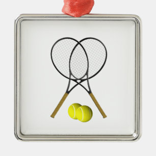 Doubles Tennis Thema Sport Silbernes Ornament
