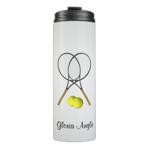 Doubles Tennis Thema Sport Silver Thermosbecher