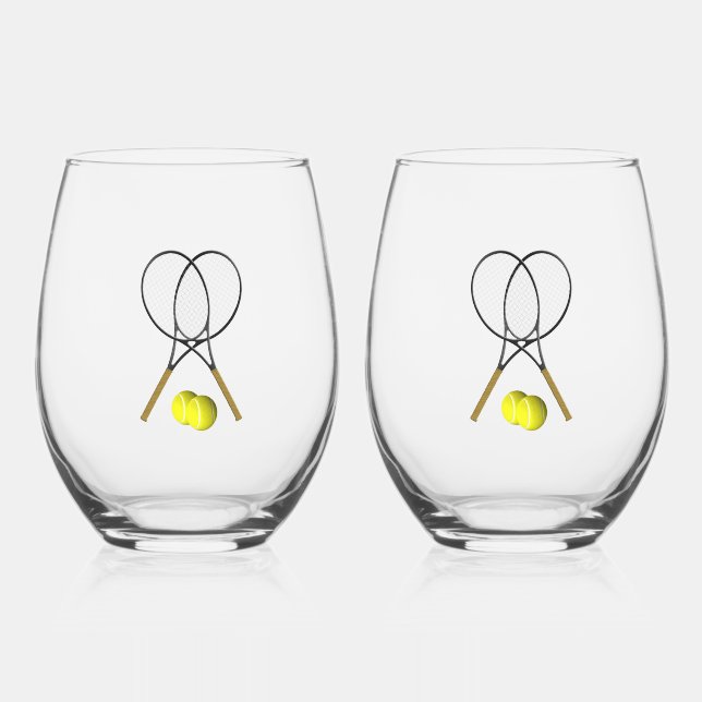 Doubles Tennis Thema Sport Weinglas Ohne Stiel (Vorderseite)