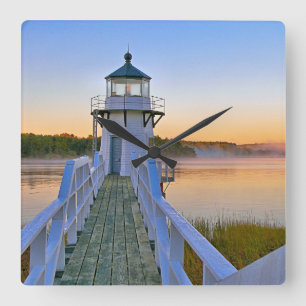 Doubling Point Lighthouse, Maine Quadratische Wanduhr