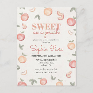 Douce comme un invitation baby shower pêche