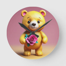 Douce horloge murale en forme d'ours en peluche av