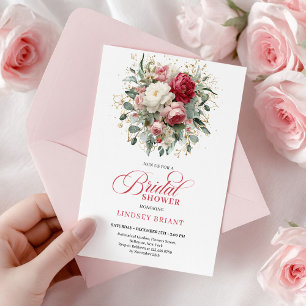 Douce Invitation de Mariage Bohème Romantique Roug