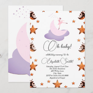 Douce lune de ballerine, invitation baby shower