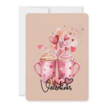 Douces boissons et cœurs Tasses roses Carte de la 