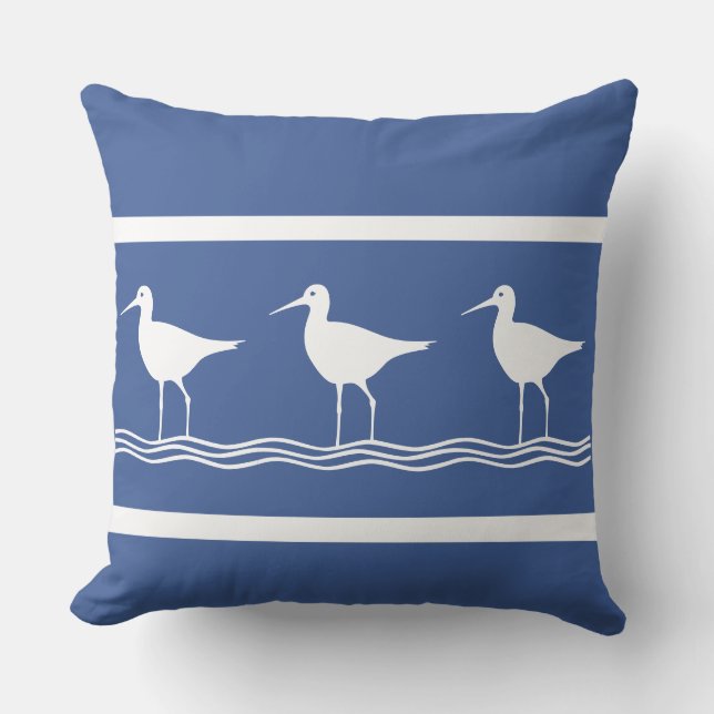 douceur océanique bleu Sand Pipers sur COUSSIN bla (Recto)