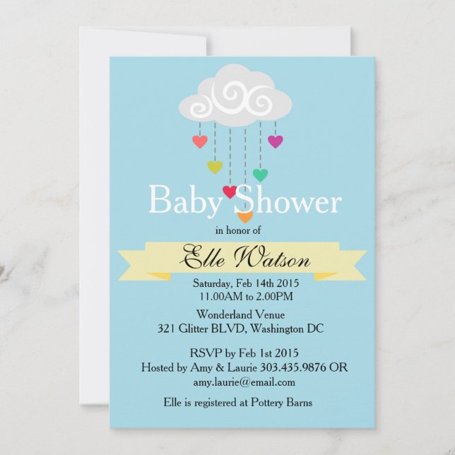 Douche avec Amour Bébé Douche Invitations (Devant)