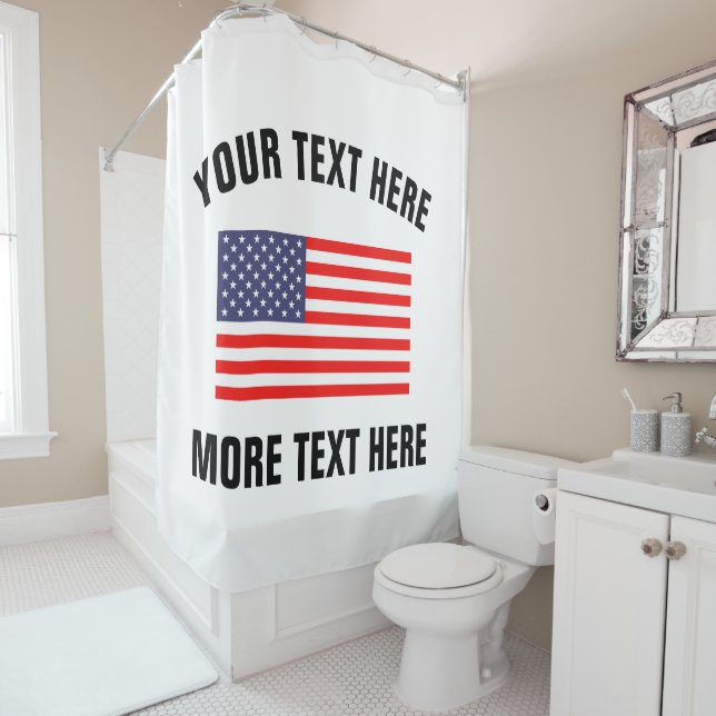Douche avec drapeau américain patriotique rideau (En situation)