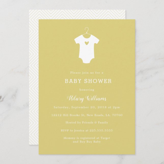 Douche bébé jaune doux Invitations (Devant / Derrière)