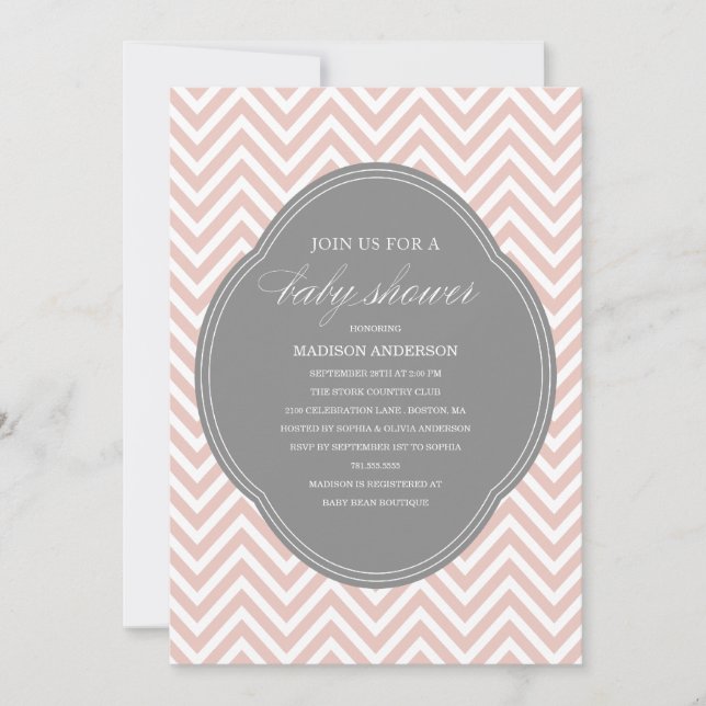 DOUCHE CHEVRON | INVITATIONS DE DOUCHE BÉBÉ (Devant)
