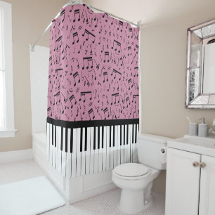 Douche Clés de piano élégant et notes de musique rideaux