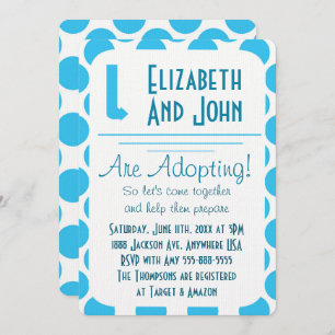Douche d'adoption Invitation moderne points bleus 