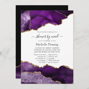 Douche d'agate violet et or par invitation postale