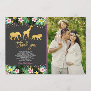 Douche de jungle de carte de remerciements de baby