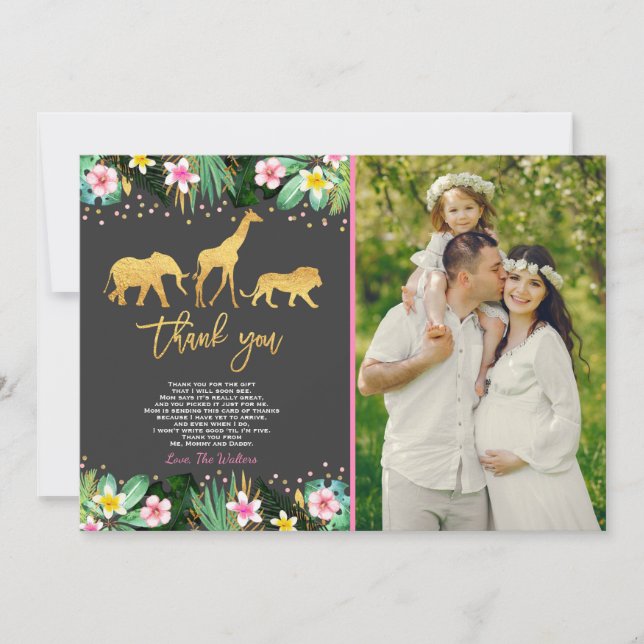 Douche de jungle de carte de remerciements de baby (Devant)