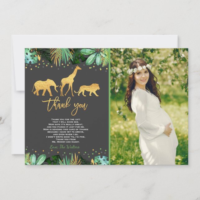Douche de jungle de carte de remerciements de baby (Devant)