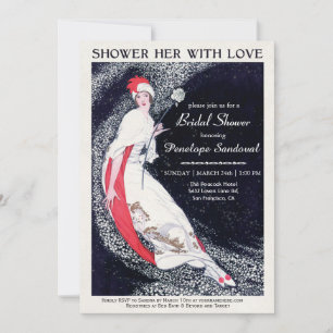 Douche-la avec des invitations à la douche nuptial