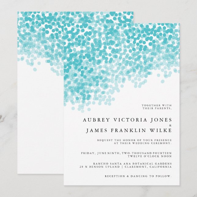 Douche légère turquoise | Invitations de mariage (Devant / Derrière)